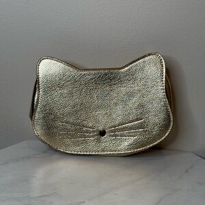 🔥Tarte Gold Cat-Shaped Cosmetic Bag NWOT🔥